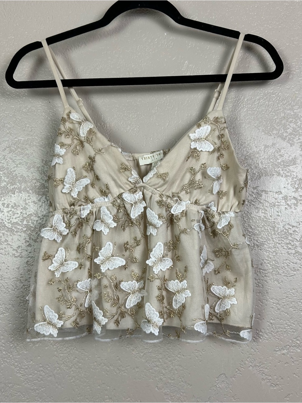 Choose 5 for $30 Beige Butterfly Embroidered Lace Camisole - Picture 12 of 13